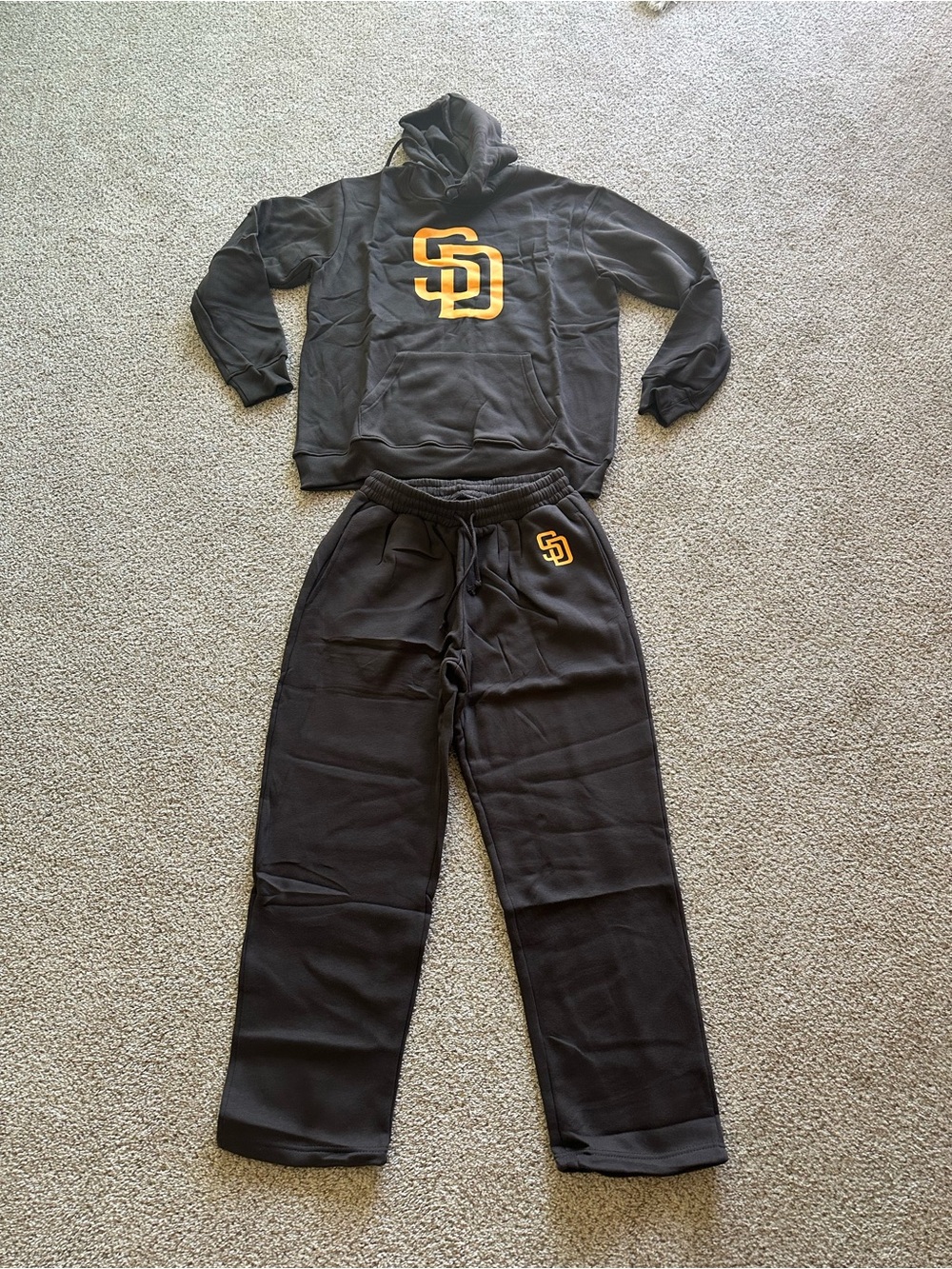 San Diego Padres Logo 2-Piece Sweatsuit Set Hoodie & Pants Black/Gold XL